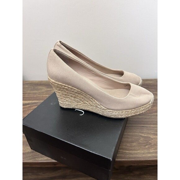 J Crew Espadrille Wedges Womens 8 Natural Beige Heels Canvas Sandals Shoes - Picture 6 of 6